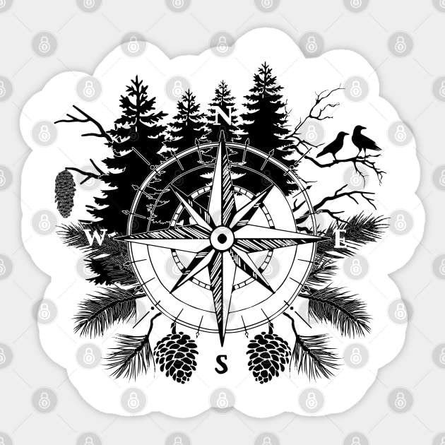 Forest Compass Sticker by CelestialStudio